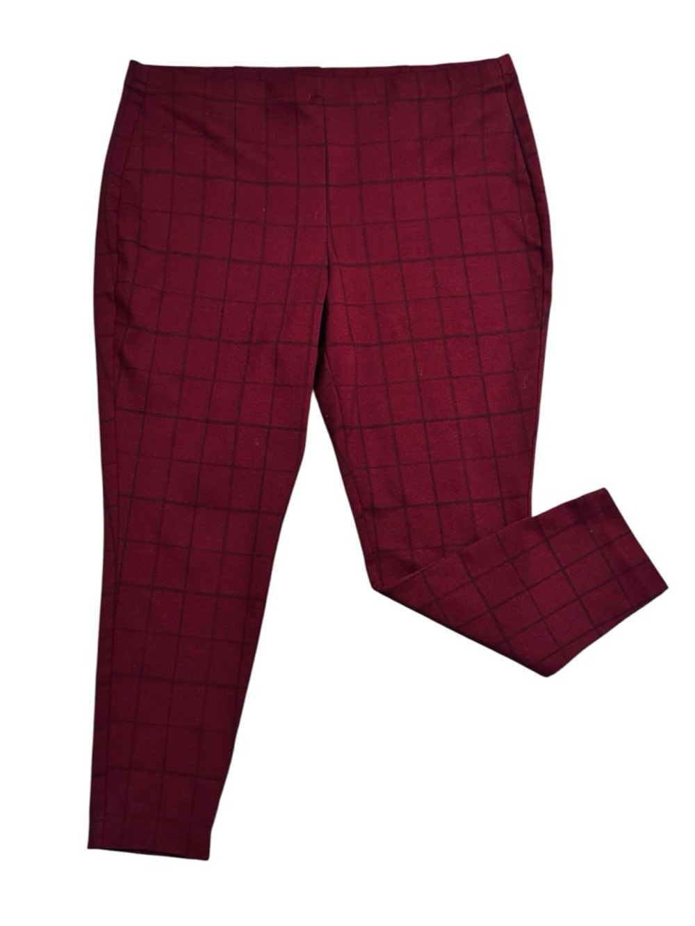 croft & barrow Burgundy Windowpane Ankle Pants